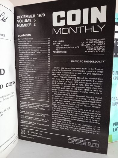 Coin Monthly: The Magazine for All Coin Collectors (43 Volumes) January, 1970 - December, 1974 (GT560)