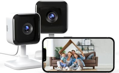 Indoor Camera 2K Security Camera 2 Packs CCTV Camera House Security, Home Security Cam, Motion/Sound Detection, 2-Way Audio, Night Vision, Real-Time Alert, SD&Cloud, 2.4G WiFi