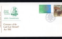 1981 Ireland Anniversaries: Land Law (Ireland) Act 1881. Royal Dublin Society 1731-1981 Commemorative Stamps Commemorative Stamp Illustrated The Irish Times First Day Cover (FDC)