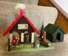 Vintage German Weather House, Folk art. Hand painted