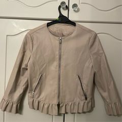 Pretty Blush Pink short leather jacket