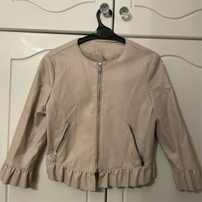 Pretty Blush Pink short leather jacket