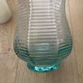 Large 8.5" tall flarred scalloped Aqua Glass Candle Holder or Vase with LED Candle Image 8