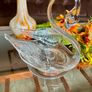 Large Vintage Cut Crystal Swan Candy Bowl Trinket Dish Clear Glass Image 6