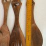 Vintage Hand Carved Wooden Salad Servers Image 2