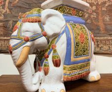 Vintage Ceramic Elephant Plant Stand or Garden Stool