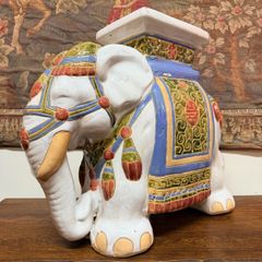 Vintage Ceramic Elephant Plant Stand or Garden Stool