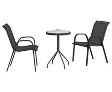 Garden Bistro Set 3 pcs Black Steel