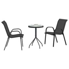 Garden Bistro Set 3 pcs Black Steel
