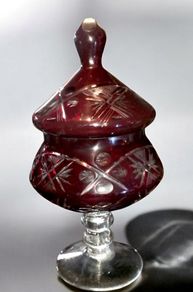 Ruby handcut crystal pedestal bowl