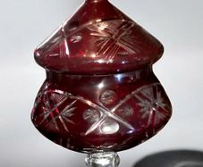 Ruby handcut crystal pedestal bowl