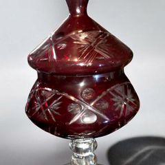Ruby handcut crystal pedestal bowl