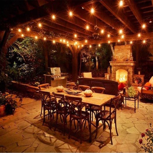 Outdoor String Lights Mains Powered, 48ft IP65 Waterproof Garden Festoon Lights, 15x2w 1 LED Bulbs Warm White Decorative Lighting for Home Patio Veranda Backyard Party Pergola (FREE POSTAGE)