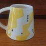 Fabulous Set of Hand-Thrown and Hand-Decorated Art Pottery by Irish Ceramicist Etaoin O Reilly, Two Mugs and a Matching Rare Discontinued Teapot in the Sunshine Yellow Geo Collection Inspired by the Memphis Design Movement Image 6