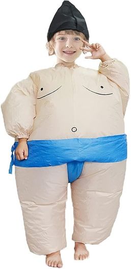 Inflatable Sumo Wrestler Costume Suit for Kid Blow up Party Fat Suit Funny Halloween Costume Kids Cosplay Fancy Dress Outfit under 110cm (FREE SHIPPING)