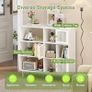 Rattan Bookcase, Storage Sideboard Cabinet with Metal Legs, Wooden Bookshelf with 3 Door, 6 Open Compartments, Freestanding Display Rack for Living Room, Study,102x29x96cm(White) Image 4