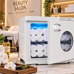 Hot Towel Warmer Cabinet 23L 2-Rack Spa Towel Heater with UV Lamp & Viewing Window