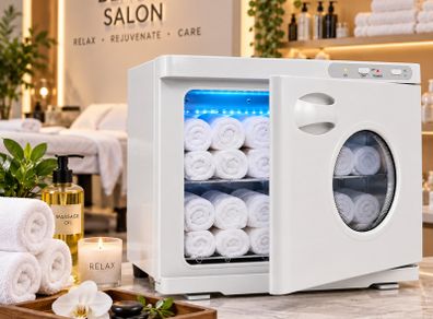 Hot Towel Warmer Cabinet 23L 2-Rack Spa Towel Heater with UV Lamp & Viewing Window
