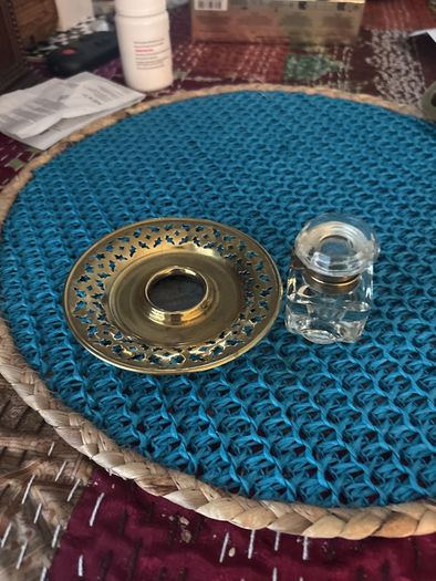 antique inkwell and tray