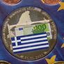 Greece european currencies Medal & stickman 2 EURO coins set UNC Image 3