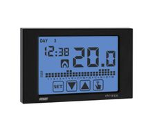 VEMER VE452900 Model Chronos Black Weekly chronothermostat with Touch Screen Display and Battery Supply. Wall-mounting. Color Black