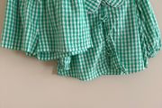 M&amp;S  girls  green and white gingham shorts and top set. Age 11-12 years