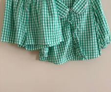 M&S  girls  green and white gingham shorts and top set. Age 11-12 years