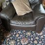 Brown leather couch and armchair Image 4