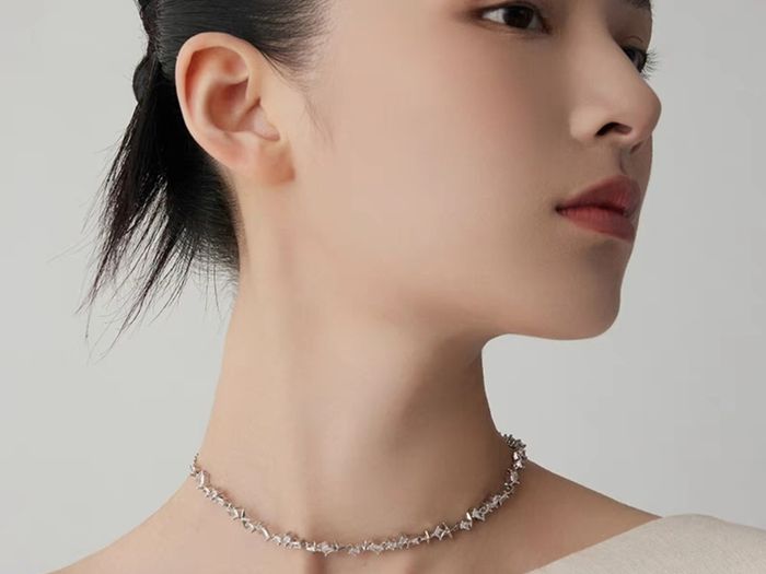 Rebel Studio Asymmetric Shaped Diamante Necklace
