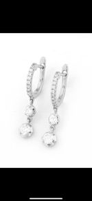 Natural Diamond Hoop Earrings White gold Brand New