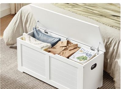 New Vintage Storage Cabinet Shoe Bench (White) FREE P&P