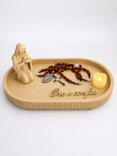 Rosary Holder  Prayer Tray with LED Candle Prayer Corner