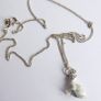 Vintage 925 Sterling Silver Cat Pendant Necklace - enamel detail Image 10