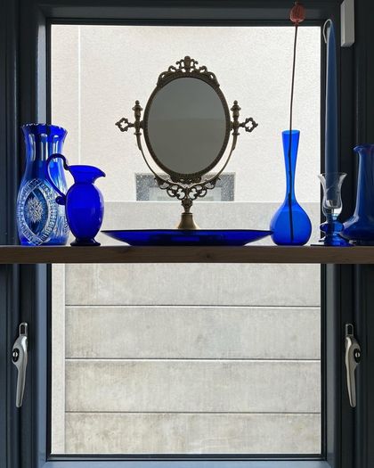 cobalt blue candle holder