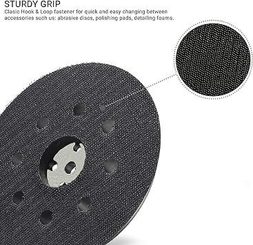 Glass Polish 12720 | Random Orbit Sander Backing Pad, Sanding Backer with Hook and Loop 125 mm