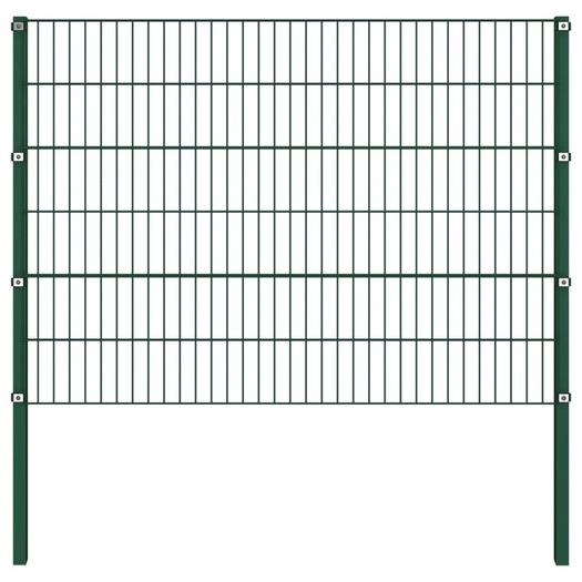 Fence Panel with Posts Iron 17x1.2 m Green