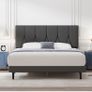 King Bed Frame, Dark Grey, Upholstered Wooden Slat Image 8