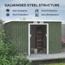 9ft x 4ft Corrugated Garden Metal Storage Shed Outdoor Equipment Tool Box with Kit Ventilation & Doors Light Green Image 2