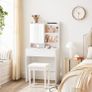 Dressing table, dressing table with mirror and drawer, vanity table, adjustable shelves, modern, 70 x 40 x 136 cm, white Image 2
