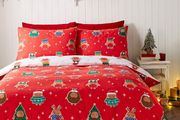 Catherine Lansfield Christmas Robins Christmas Duvet Set - King Size Reversible