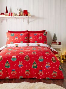 Catherine Lansfield Christmas Robins Christmas Duvet Set - King Size Reversible