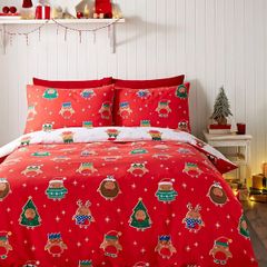 Catherine Lansfield Christmas Robins Christmas Duvet Set - King Size Reversible