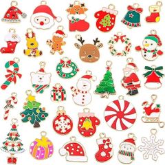 Pcs Christmas Charms for Jewelry Making Christmas Pendant Christmas Jewelry Metal Charms for Holiday Necklace Bracelet Earring Clothes DIY Ornaments Supplies