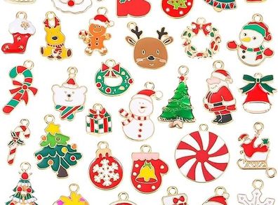 Pcs Christmas Charms for Jewelry Making Christmas Pendant Christmas Jewelry Metal Charms for Holiday Necklace Bracelet Earring Clothes DIY Ornaments Supplies