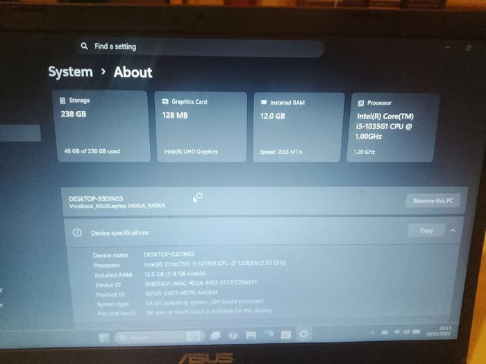 Asus X409j I5-1035g1