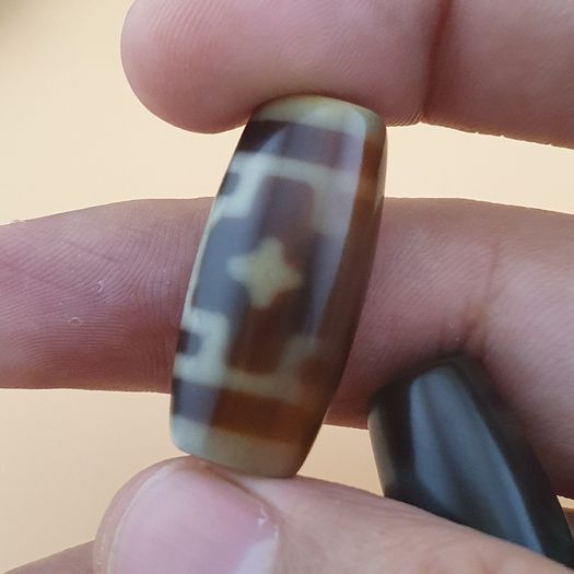 Vintage Lot of 3 Himalayan Tibetan Agate Dzi Beads Amulets