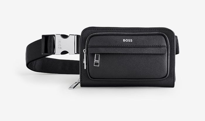 Black Leather Hugo BOSS Zair Bag