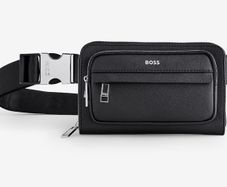 Black Leather Hugo BOSS Zair Bag