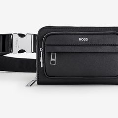 Black Leather Hugo BOSS Zair Bag