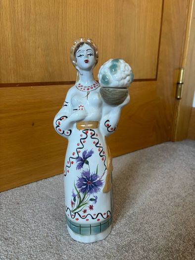 Vintage Porcelain Figurine Hand Painted Bottle Decanter